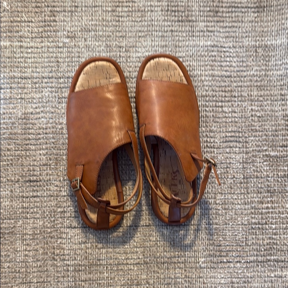 Brown Leather Sandals with Ankle Strap